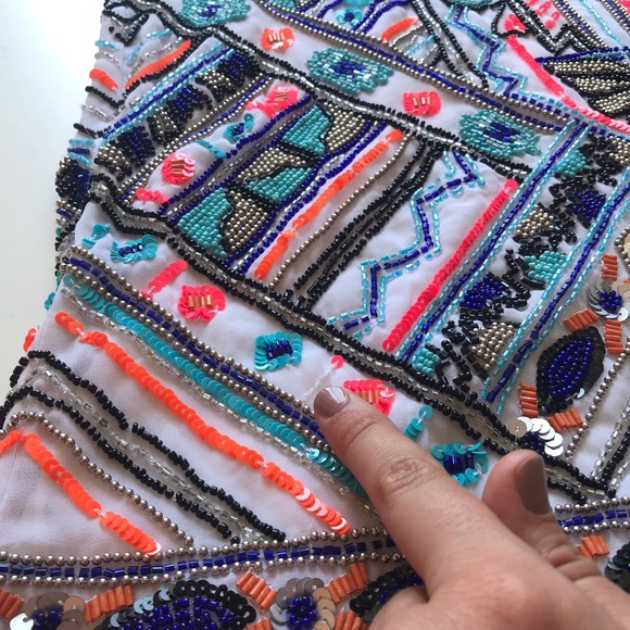 Parker Beaded Multicolor White Mini Cocktail Dress - New With Tags NWT $396 - Picture 13 of 16